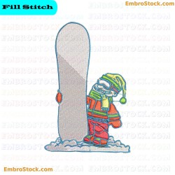 Character In Winter Attire By Snowboard Embroidery Design 8