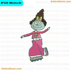 Character On Roller Skates Embroidery Design 1