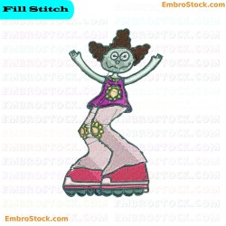 Character On Roller Skates Embroidery Design 5