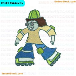 Character On Roller Skates Embroidery Design 7