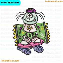 Character On Skateboard Embroidery Design 2