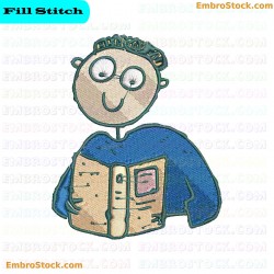 Character Reading Book Embroidery Design 10