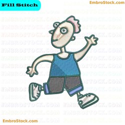 Character Waving Hand Embroidery Design 14