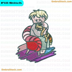 Character With Animal Embroidery Design 7