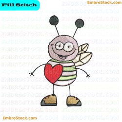 Charming Cartoon Character With Heart Embroidery Design 20