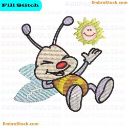 Cheerful Cartoon Bee Embroidery Design 4