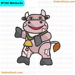 Cheerful Cartoon Cow Embroidery Design 14