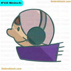 Cheerful Character Enjoying Music Embroidery Design 2