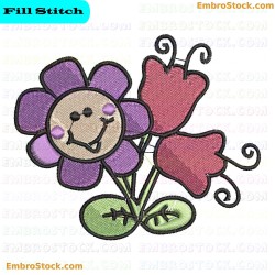 Cheerful Flower Embroidery Design 1