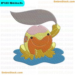 Cheerful Frog Embroidery Design 2