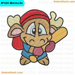 Cheerful Reindeer Embroidery Design 2