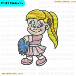 Cheerleader Cartoon Character Embroidery Design 8