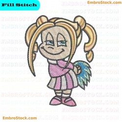 Cheerleader Character Embroidery Design 7