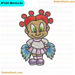 Cheerleader Character Embroidery Design 9