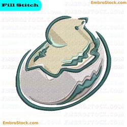 Chick Hatching From Egg Embroidery Design 2