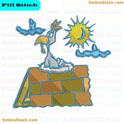 Chicken On Patchwork House Embroidery Design 17