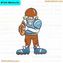 Child American Football Player Embroidery Design 3