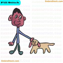 Child And Dog Embroidery Design 3