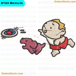 Child And Dog Playing Embroidery Design 2