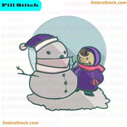 Child And Snowman Embroidery Design 5