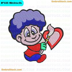 Child Coloring Love Heart Embroidery Design 15