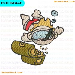 Child Diver Discovers Underwater Treasure Embroidery Design 6