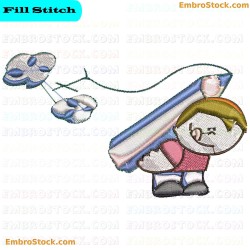 Child Drawing Embroidery Design 8