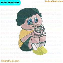 Child Embracing Kitten Embroidery Design 4