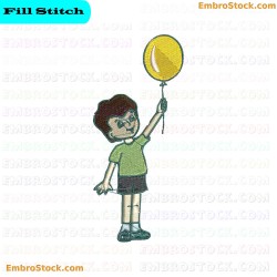 Child Holding Balloon Embroidery Design 31