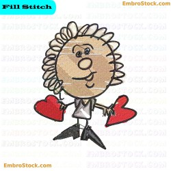 Child Holding Hearts Embroidery Design 6