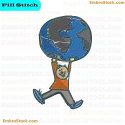 Child Holding The Earth Embroidery Design 3