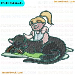 Child Hugging Cat Embroidery Design 9