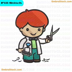 Child Imagining Hairdresser Career Embroidery Design 2