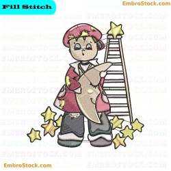 Child In Astronaut Costume Embroidery Design 10