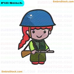 Child In Military Uniform Embroidery Design 5