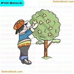 Child Interacting With Nature Embroidery Design 2