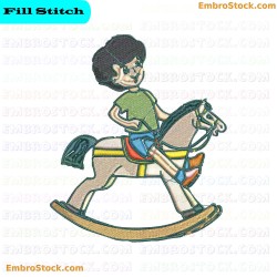 Child On Rocking Horse Embroidery Design 30