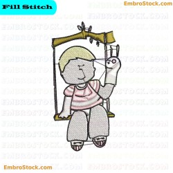 Child On Swing Embroidery Design 32