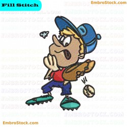 Child Playing Baseball Embroidery Design 32