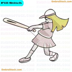 Child Playing Baseball Embroidery Design 9