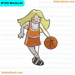 Child Playing Basketball Embroidery Design 1