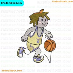 Child Playing Basketball Embroidery Design 6