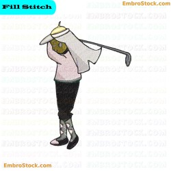 Child Playing Golf Embroidery Design 5