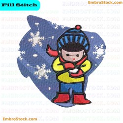 Child Playing In Snow Embroidery Design 2