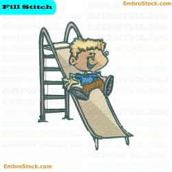 Child Playing On Slide Embroidery Design 23