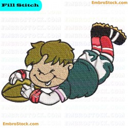 Child Playing Rugby Embroidery Design 6