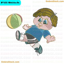 Child Playing With Ball Embroidery Design 2