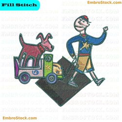 Child Playing With Dog Embroidery Design 7