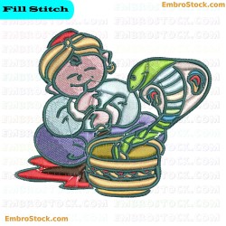 Child Playing With Snake Embroidery Design 2