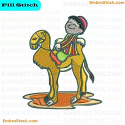 Child Riding Camel Embroidery Design 14